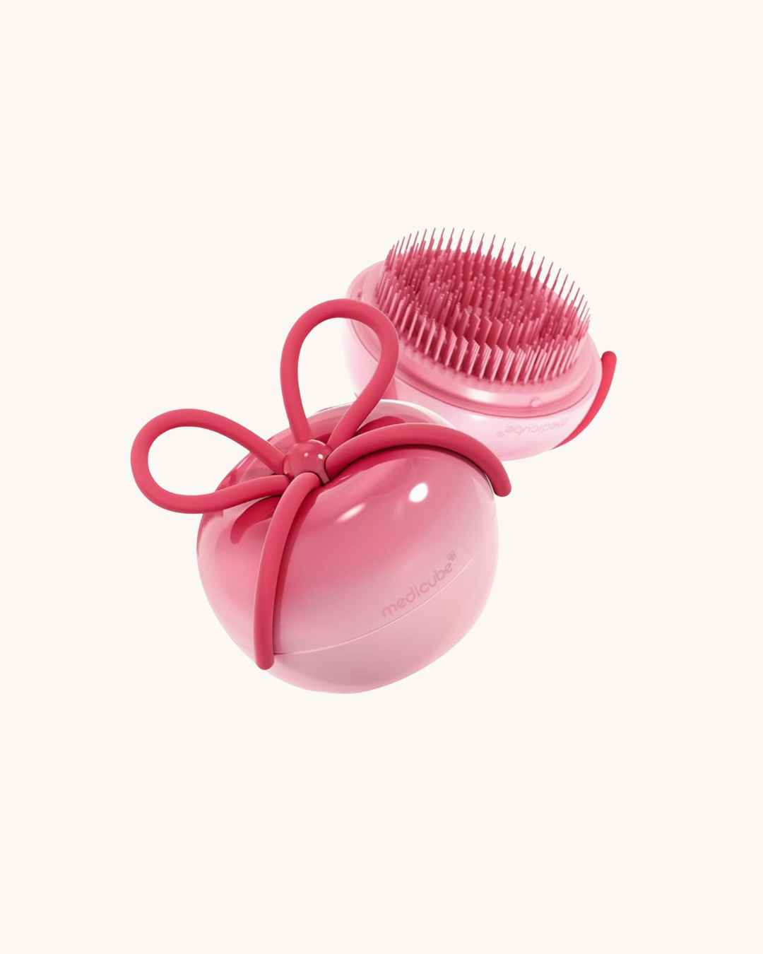 Medicube × FOREVER:CHERRY Ribbon Cherry Glass Hair Brush — Escova de Cabelo Desembaraçadora Edição Cereja